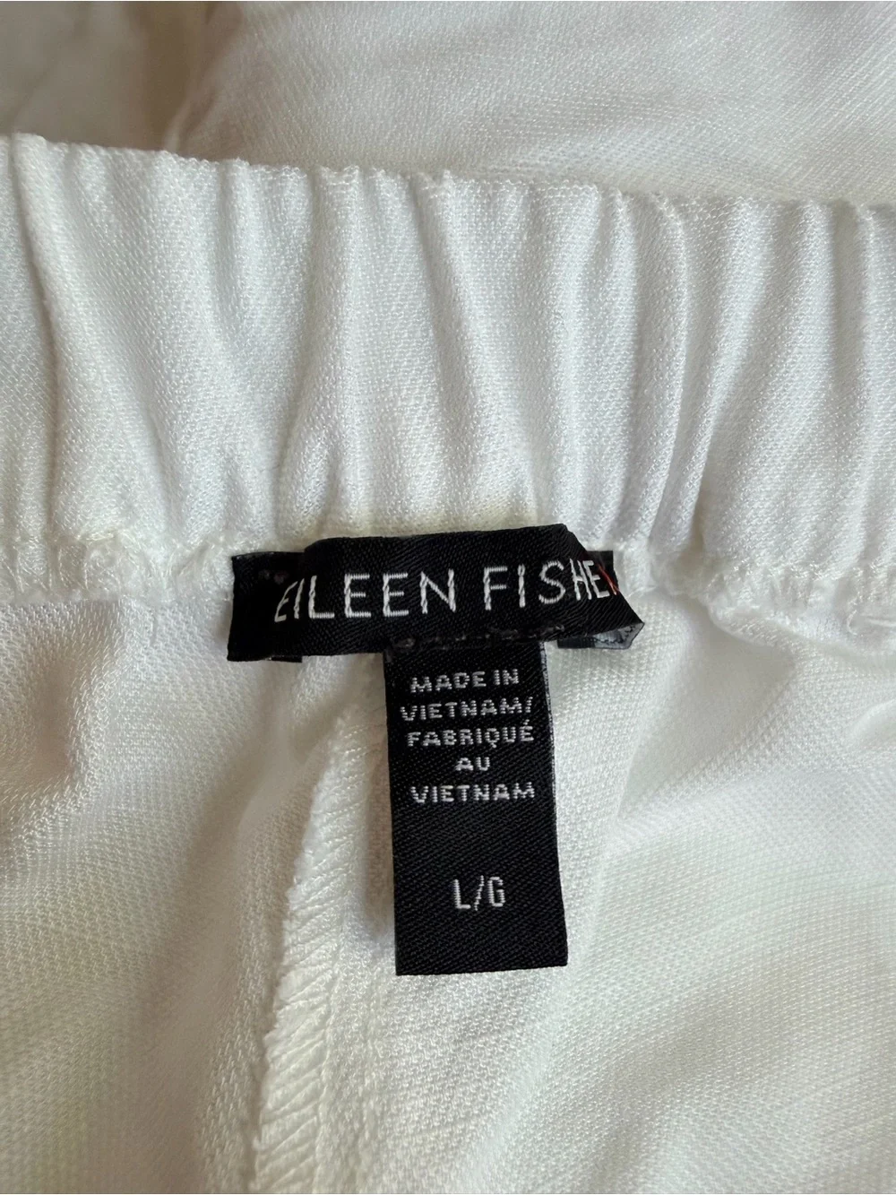 Eileen Fisher White Relaxed Straight Linen Blend Pants | L